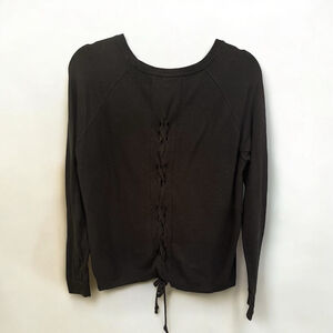 Women's Lululemon Black Lace-Up Back Crew Neck Sweater